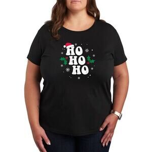 Hybrid Apparel Women's Trendy Plus Size Holiday Ho-Ho T-Shirt in Black, Size 4X
